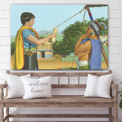 Aaron Reading The Scriptures To Lamoni’s Father Canvas Pictures - Christian Paintings For Home - Religious Canvas Wall Decor
