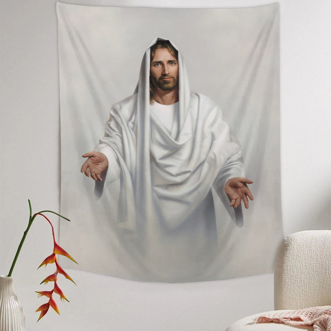 Abide With Me Tapestry - Jesus Picture - Religious Tapestry - Christian Tapestry Wall Hangings