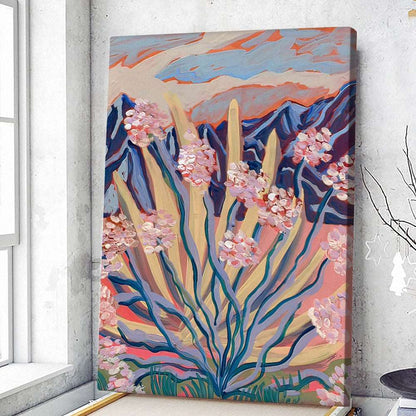 Abstract Desert Botanical Wrapped Canvas, Agave Plant Painting, Vintage Midcentury Modern Southwestern Wall Art, Matisse Floral Landscape Poster