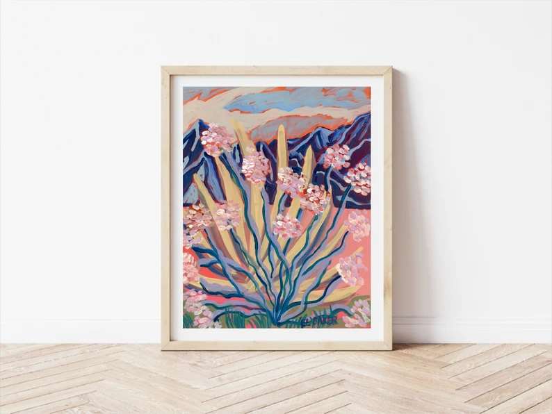 Abstract Desert Botanical Wrapped Canvas, Agave Plant Painting, Vintage Midcentury Modern Southwestern Wall Art, Matisse Floral Landscape Poster