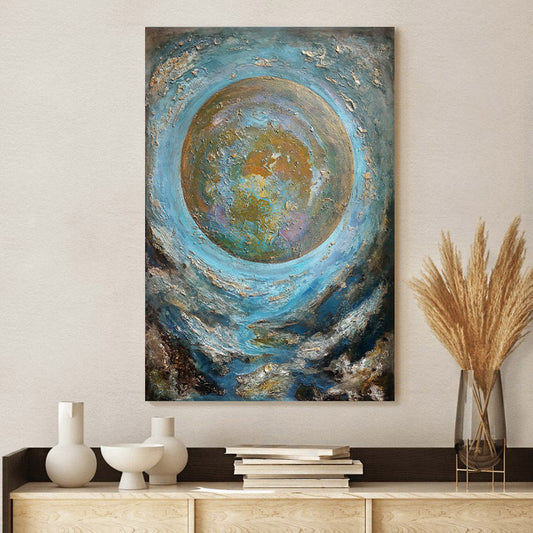 Abstract Contemporary Moon Painting Canvas Wall Art - Home Decor Living Room