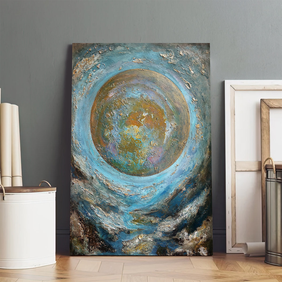 Abstract Contemporary Moon Painting Canvas Wall Art - Home Decor Living Room