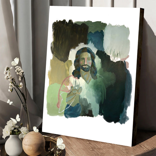 Abstract Jesus Modern Canvas Art - Religious Canvas Painting - Wall Art Decor