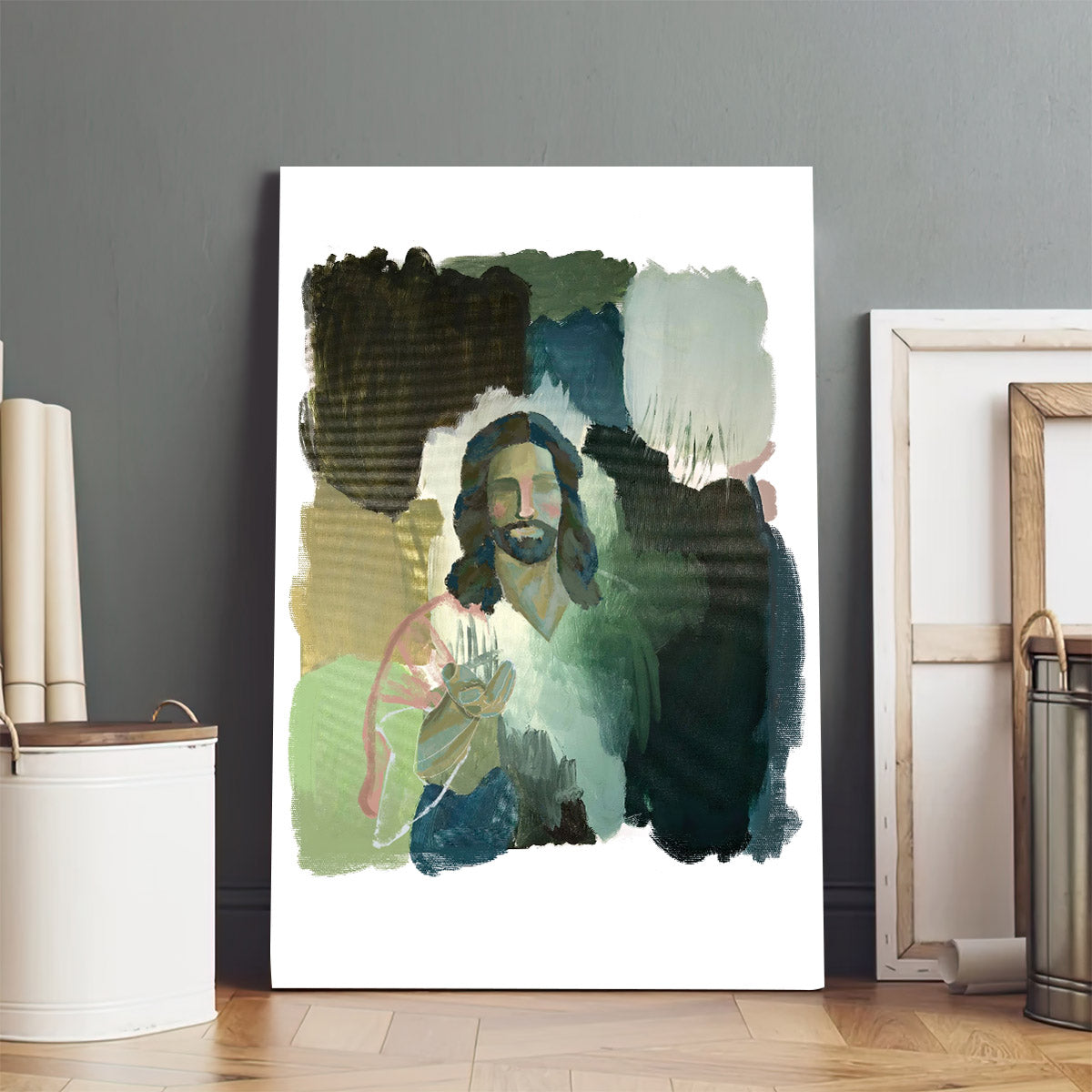 Abstract Jesus Modern Canvas Art - Religious Canvas Painting - Wall Art Decor