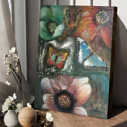 Abstract Original Painting Butterfly Mixed Media Canvas Wall Art - Canvas Wall Decor - Home Decor Living Room