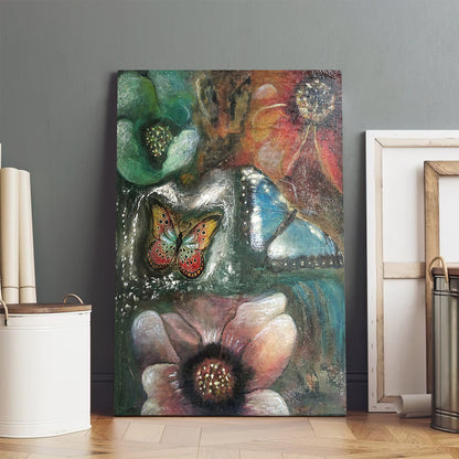 Abstract Original Painting Butterfly Mixed Media Canvas Wall Art - Canvas Wall Decor - Home Decor Living Room