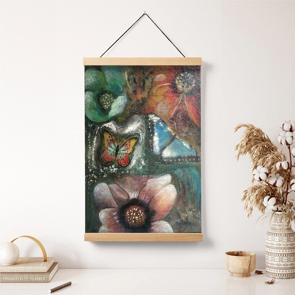 Abstract Original Painting Butterfly Mixed Media Hanging Canvas Wall Art - Canvas Wall Decor - Home Decor Living Room
