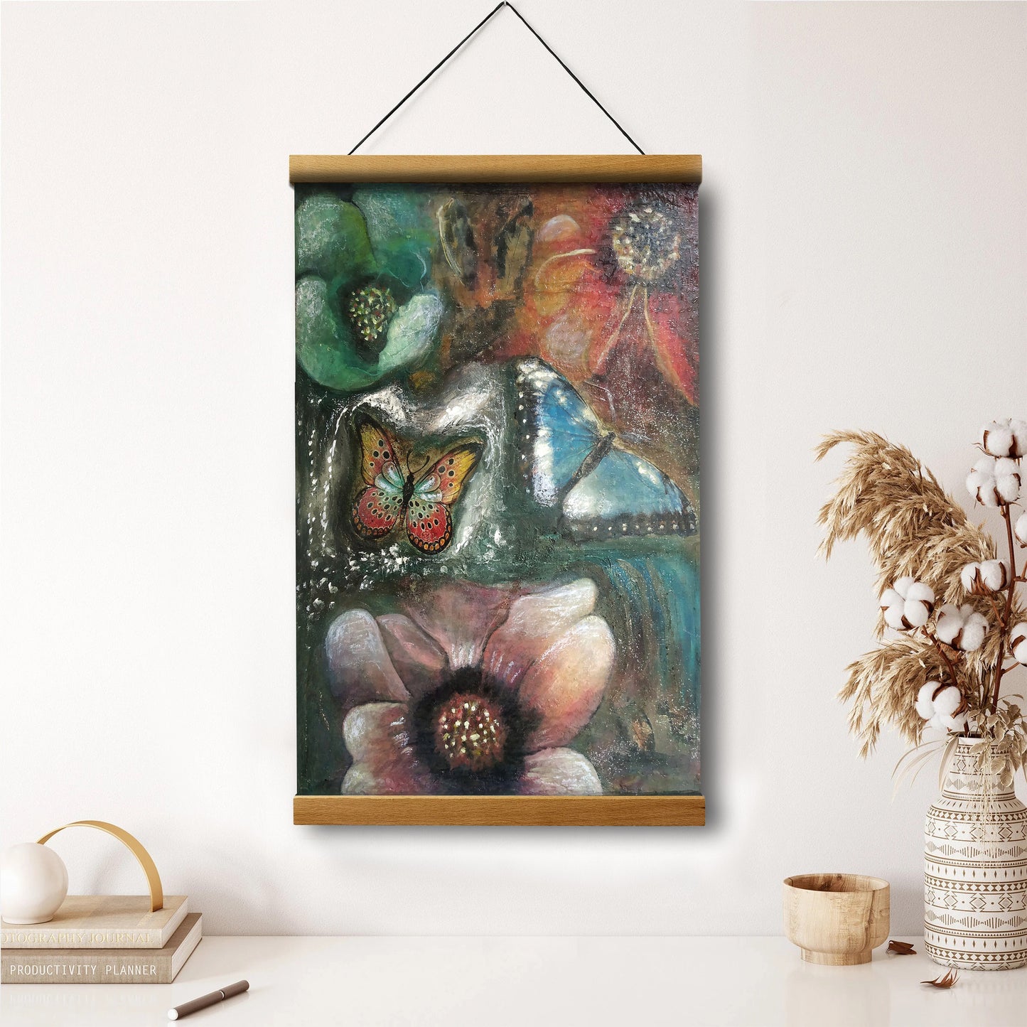 Abstract Original Painting Butterfly Mixed Media Hanging Canvas Wall Art - Canvas Wall Decor - Home Decor Living Room