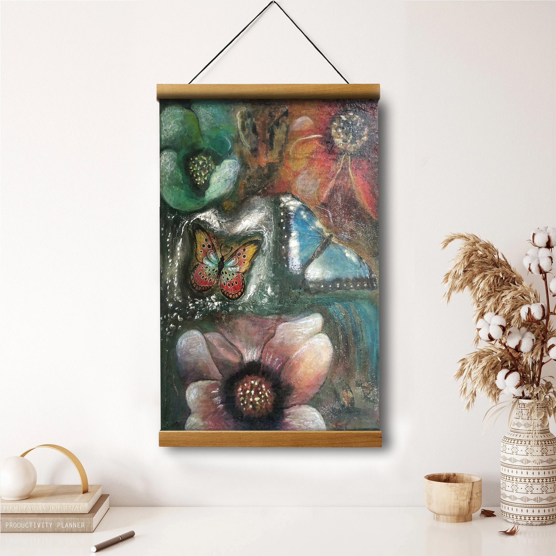 Abstract Original Painting Butterfly Mixed Media Hanging Canvas Wall Art - Canvas Wall Decor - Home Decor Living Room