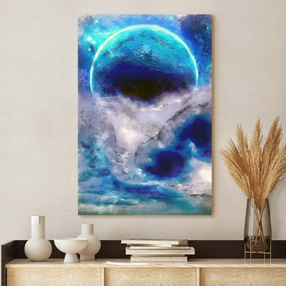 Abstract Seascape Moon Painting Canvas Wall Art - Canvas Wall Decor - Home Decor Living Room