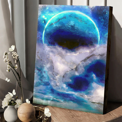 Abstract Seascape Moon Painting Canvas Wall Art - Canvas Wall Decor - Home Decor Living Room