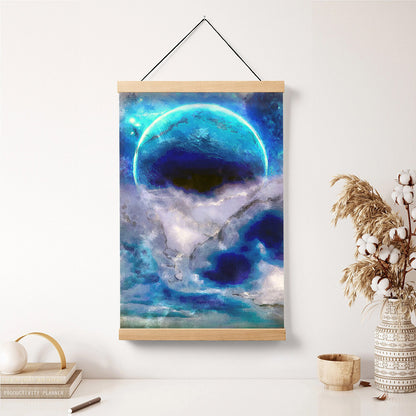 Abstract Seascape Moon Painting Hanging Canvas Wall Art - Canvas Wall Decor - Home Decor Living Room