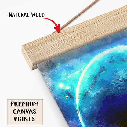 Abstract Seascape Moon Painting Hanging Canvas Wall Art - Canvas Wall Decor - Home Decor Living Room