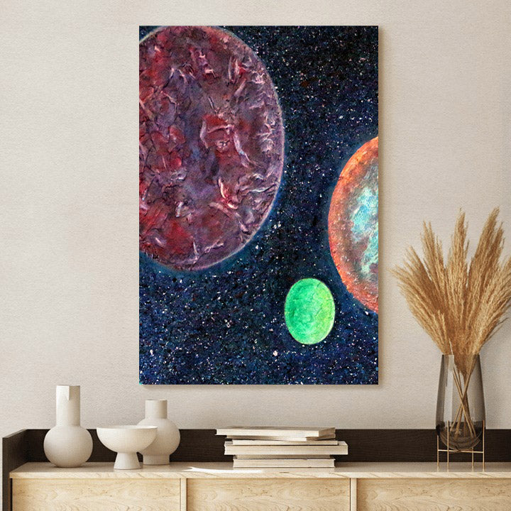 Abstract Space Art Planets Painting Canvas Wall Art - Canvas Wall Decor - Home Decor Living Room