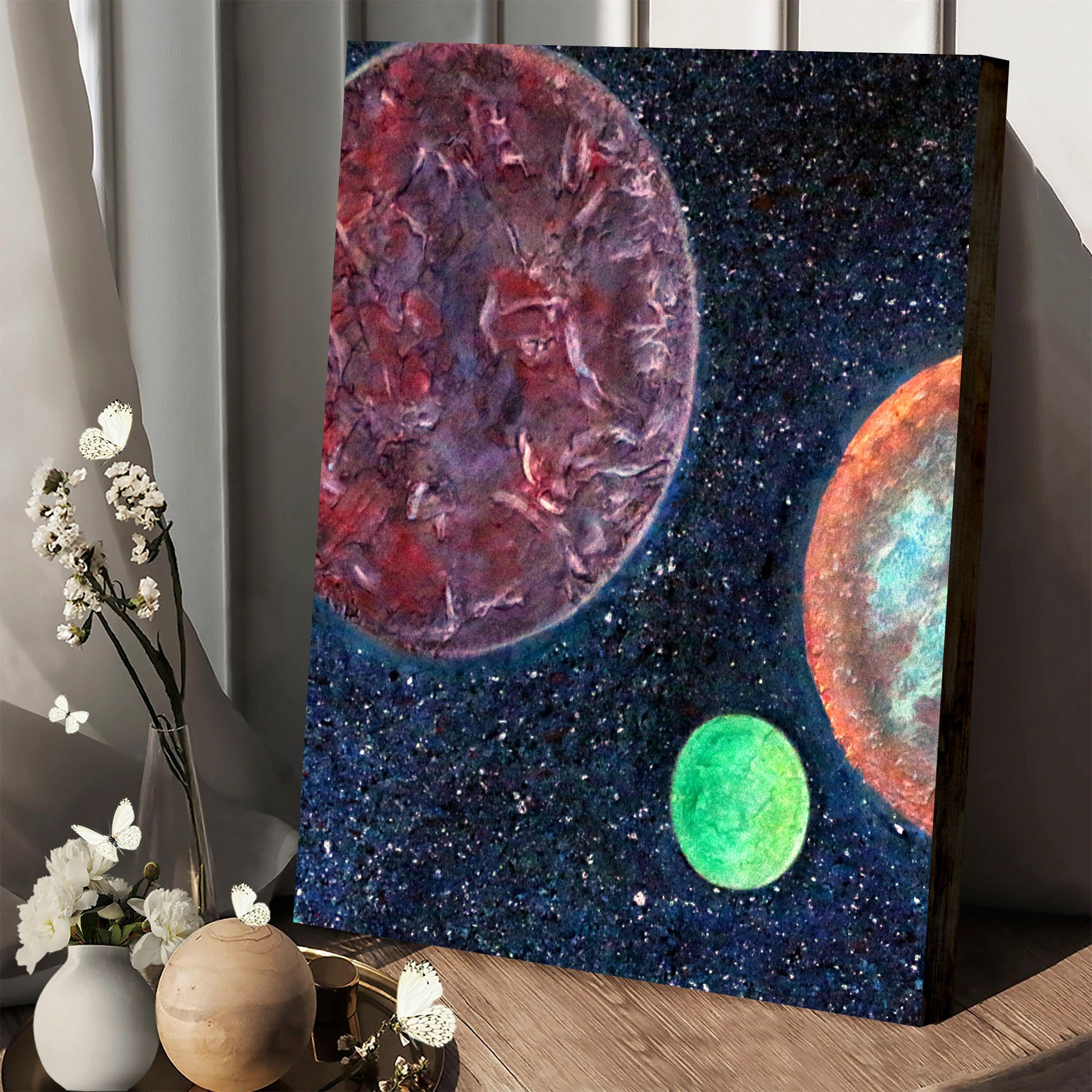 Abstract Space Art Planets Painting Canvas Wall Art - Canvas Wall Decor - Home Decor Living Room