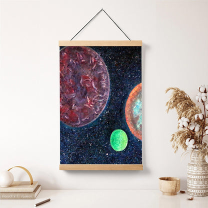 Abstract Space Art Planets Painting Hanging Canvas Wall Art - Canvas Wall Decor - Home Decor Living Room