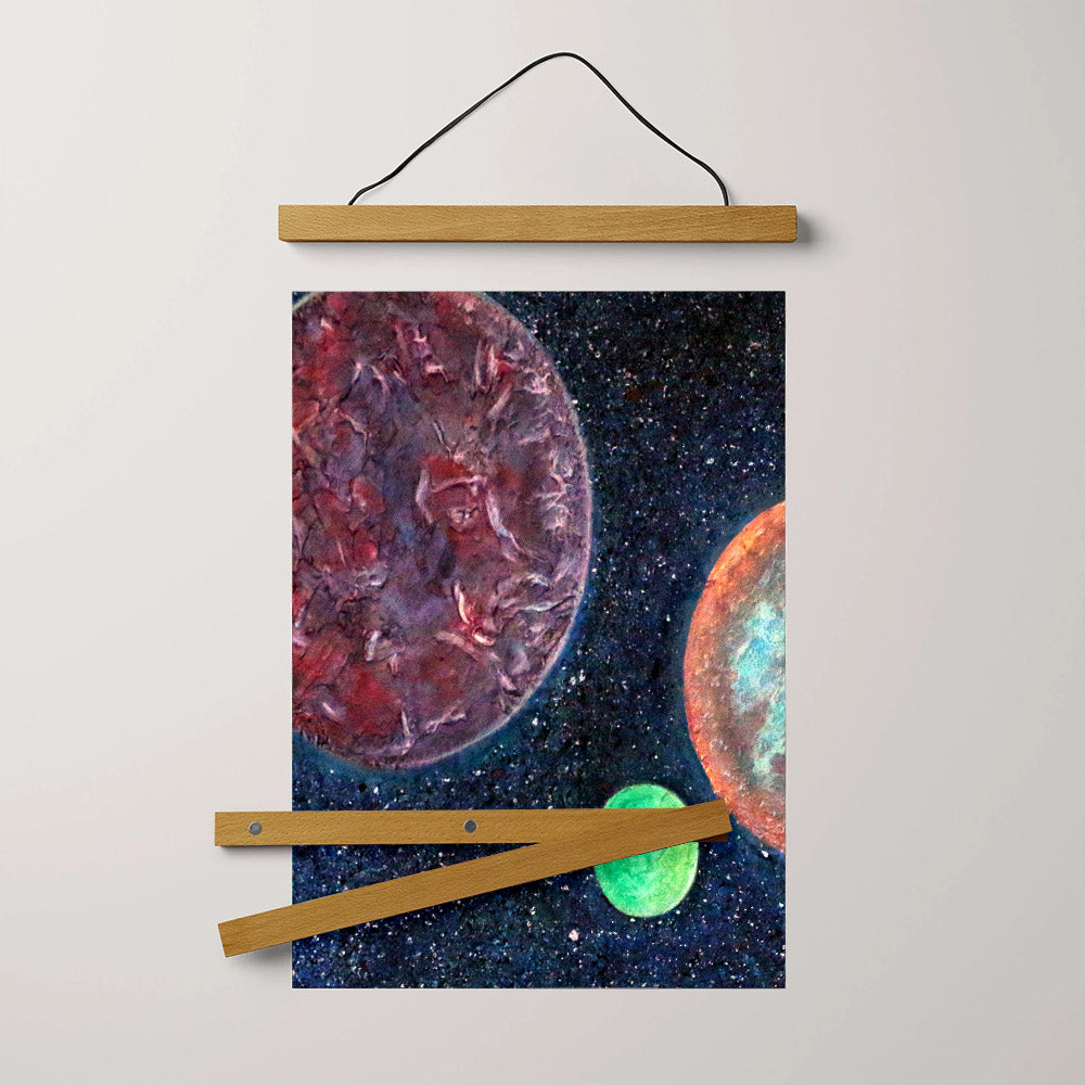 Abstract Space Art Planets Painting Hanging Canvas Wall Art - Canvas Wall Decor - Home Decor Living Room