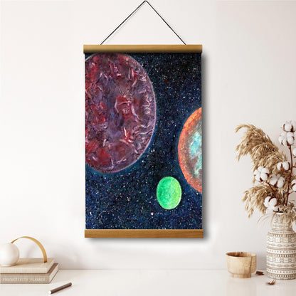 Abstract Space Art Planets Painting Hanging Canvas Wall Art - Canvas Wall Decor - Home Decor Living Room
