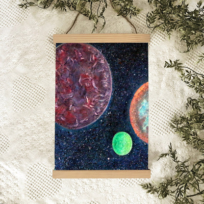 Abstract Space Art Planets Painting Hanging Canvas Wall Art - Canvas Wall Decor - Home Decor Living Room