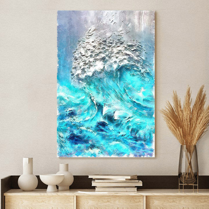 Abstract Waves Painting Canvas Wall Art - Canvas Wall Decor - Home Decor Living Room