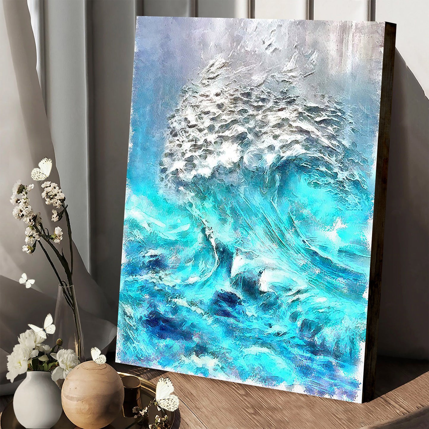 Abstract Waves Painting Canvas Wall Art - Canvas Wall Decor - Home Decor Living Room