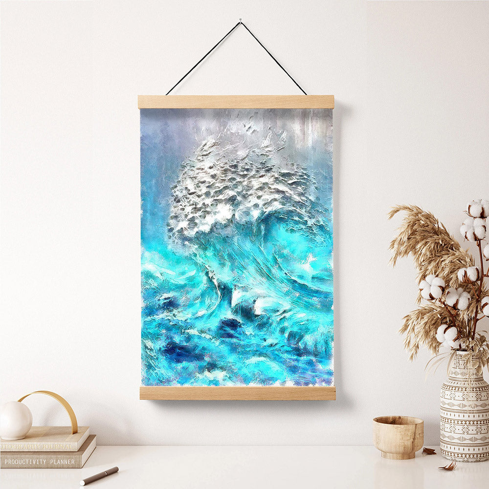 Abstract Waves Painting Hanging Canvas Wall Art - Canvas Wall Decor - Home Decor Living Room