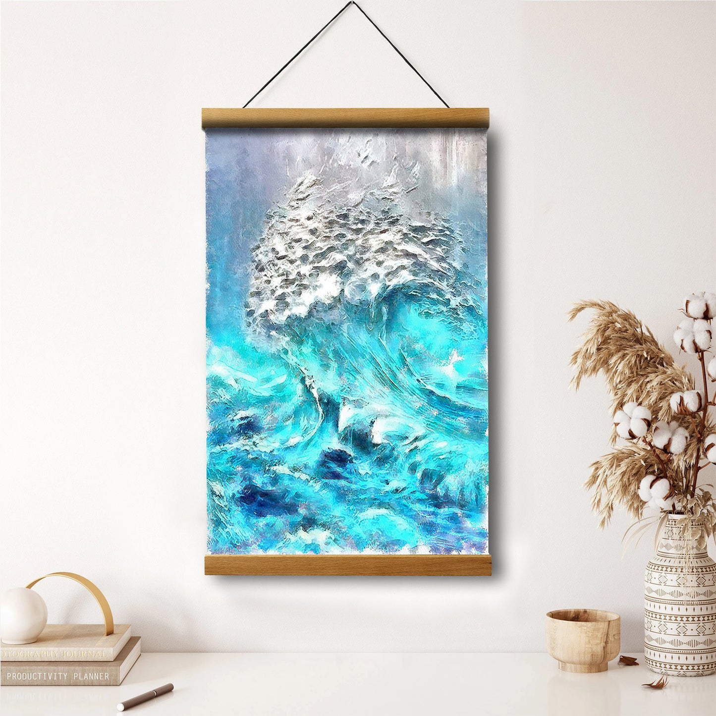 Abstract Waves Painting Hanging Canvas Wall Art - Canvas Wall Decor - Home Decor Living Room