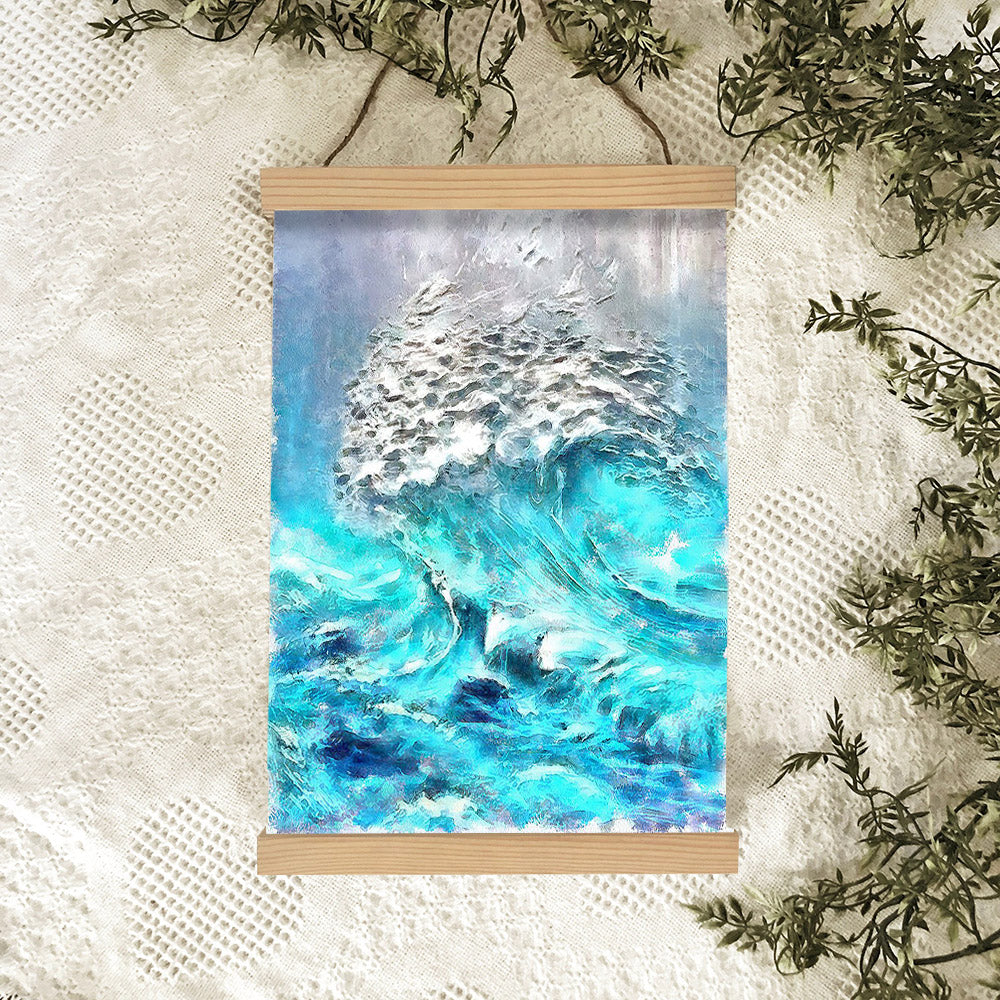 Abstract Waves Painting Hanging Canvas Wall Art - Canvas Wall Decor - Home Decor Living Room