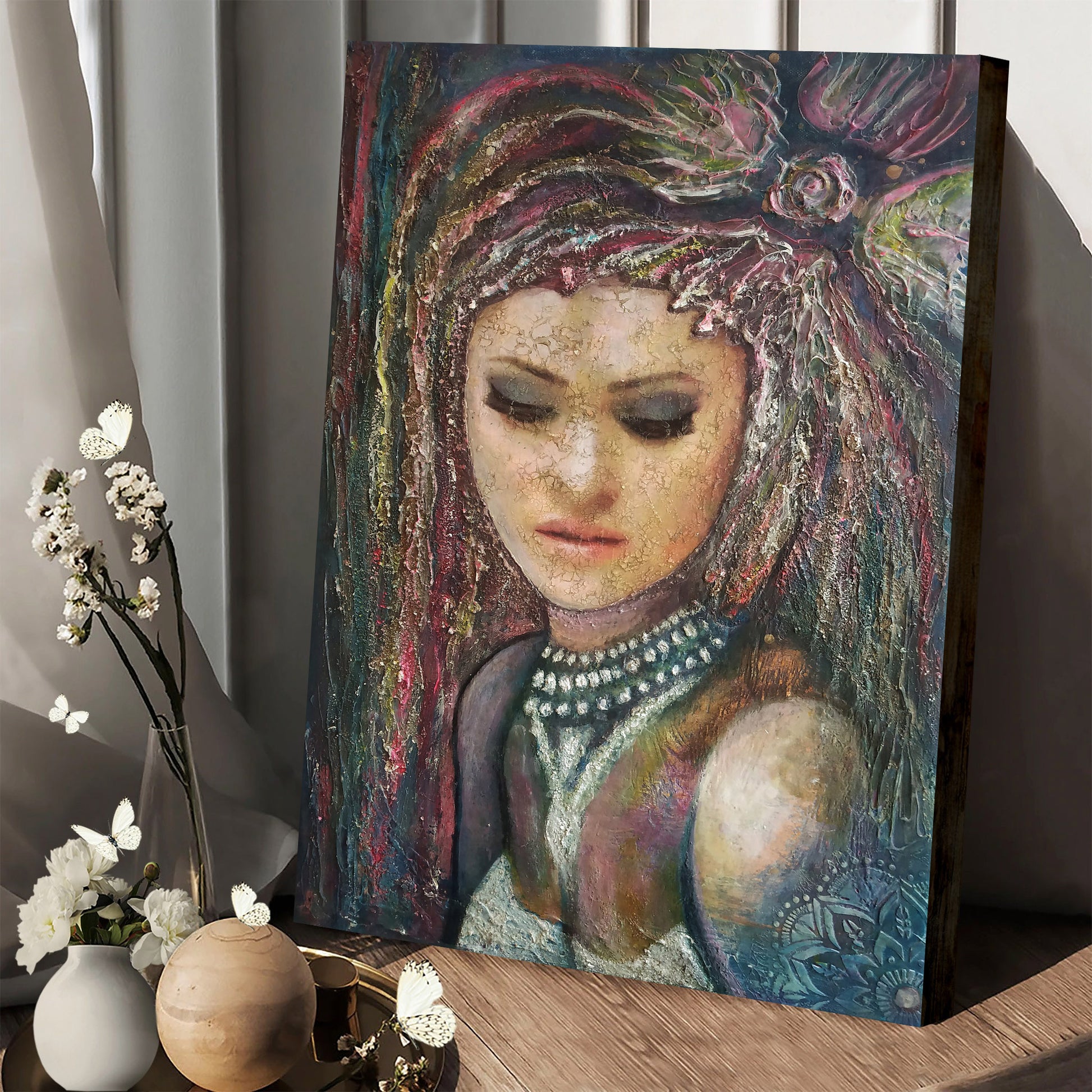 Abstract Woman Portrait Painting Canvas Wall Art - Canvas Wall Decor - Home Decor Living Room