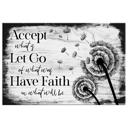 Accept Let Go Have Faith Wall Art Canvas, Dandelion Christian Wall Decor - Religious Wall Decor