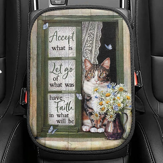 Accept What Is Let Go Sea Turtle Starfish Seat Box Cover, Bible Verse Car Center Console Cover, Christian Inspirational Car Interior Accessories