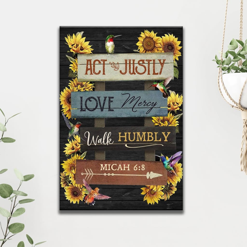 Act Justly Love Mercy Walk Humbly Micah 68 Canvas Wall Art - Christian Canvas Prints - Bible Verse Canvas