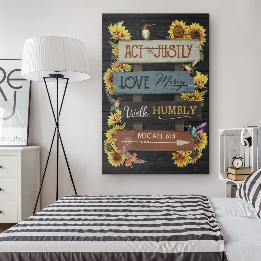 Act Justly Love Mercy Walk Humbly Micah 68 Canvas Wall Art - Christian Canvas Prints - Bible Verse Canvas