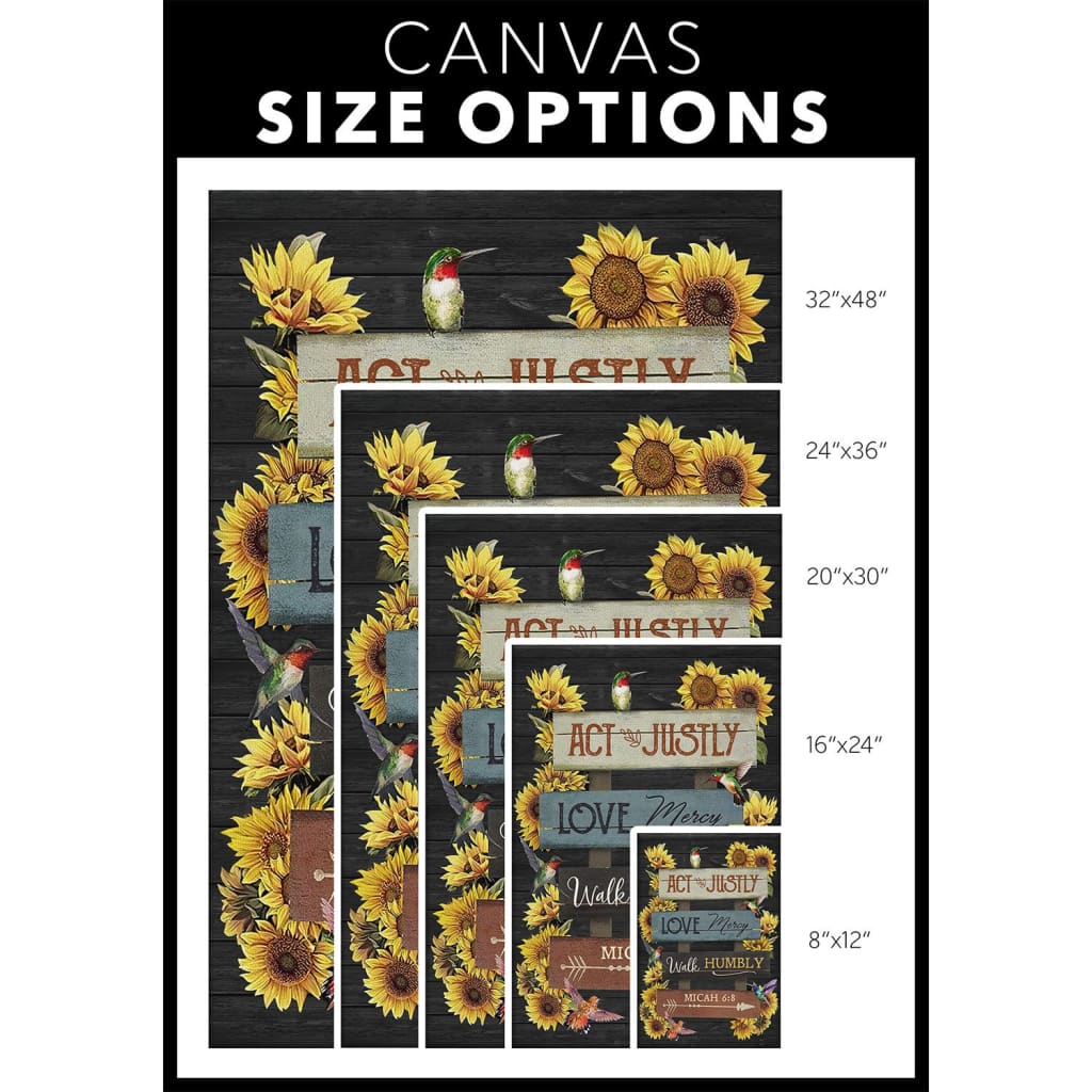 Act Justly Love Mercy Walk Humbly Micah 68 Canvas Wall Art - Christian Canvas Prints - Bible Verse Canvas