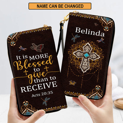 Acts 2035 It Is More Blessed To Give Than To Receive Bible Verse Gifts For Religious Women Clutch Purse For Women - Personalized Name