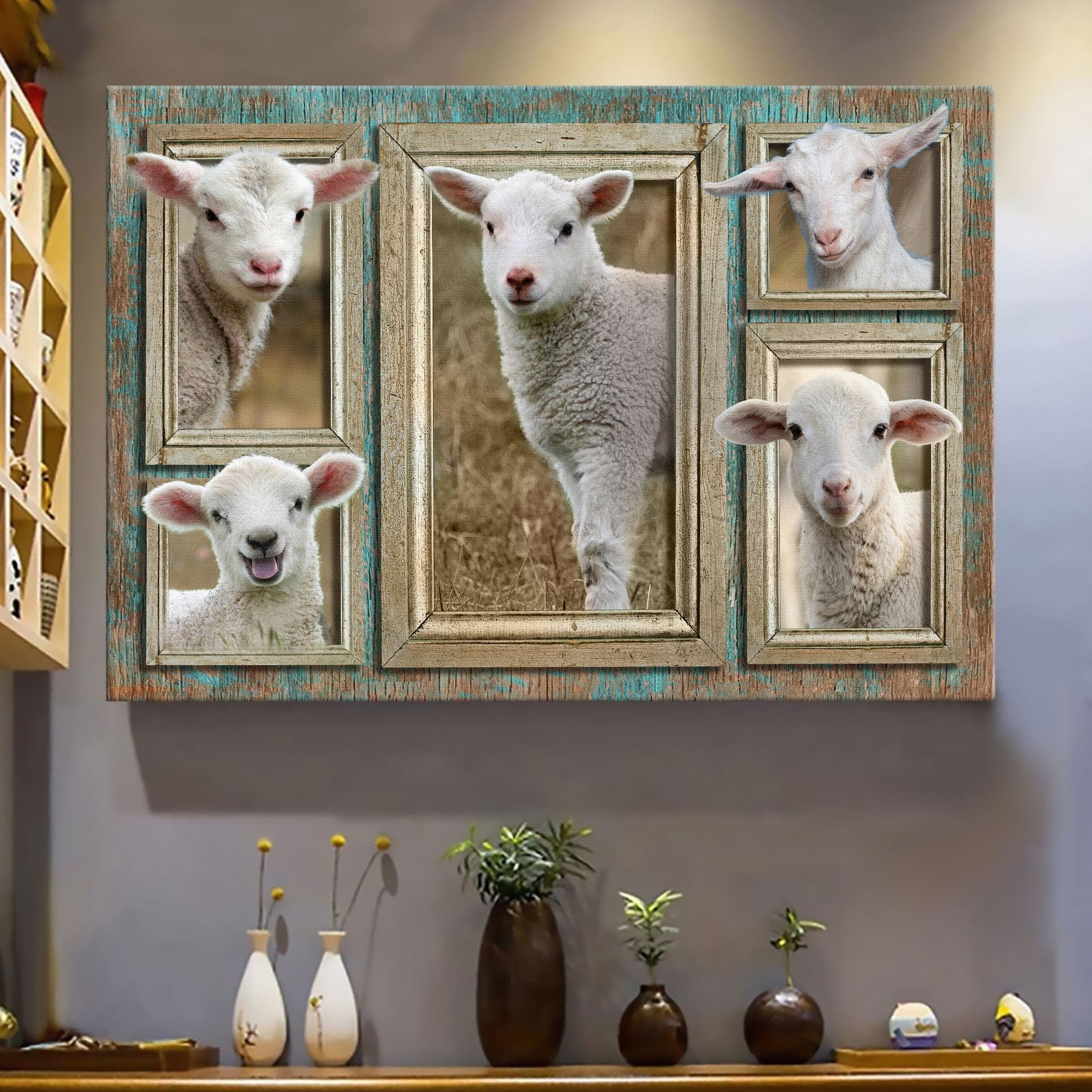 Adorable Lamb Frame Pictures Canvas Wall Art - Christian Wall Decor