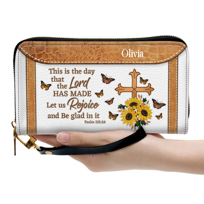 Adorable Personalized Sunflower Clutch Purse - Let Us Rejoice And Be Glad In It Clutch Purse - Women Clutch Purse