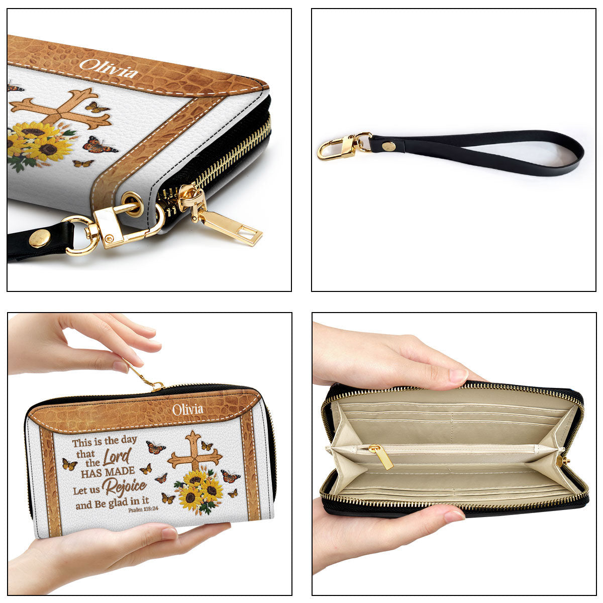 Adorable Personalized Sunflower Clutch Purse - Let Us Rejoice And Be Glad In It Clutch Purse - Women Clutch Purse