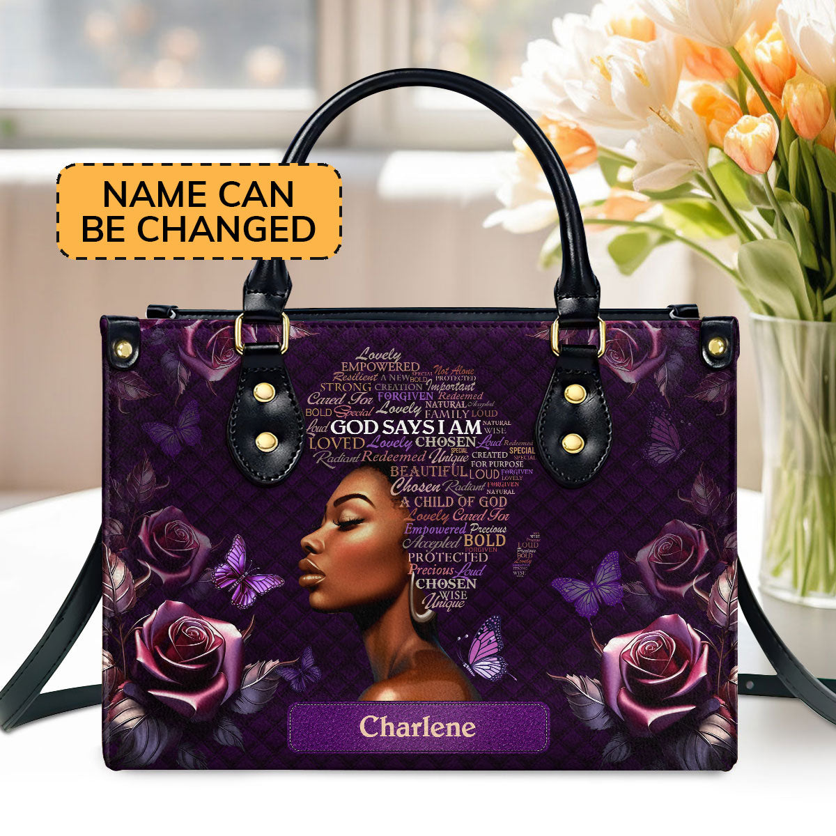 Africa Map  Personalized Leather Handbag With Zipper - Inspirational Gift Christian Ladies