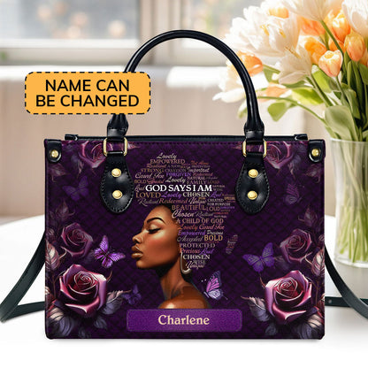 Africa Map  Personalized Leather Handbag With Zipper - Inspirational Gift Christian Ladies