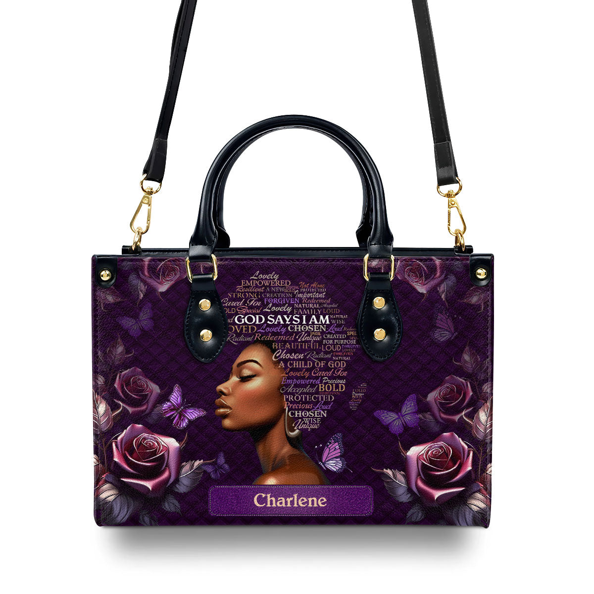 Africa Map  Personalized Leather Handbag With Zipper - Inspirational Gift Christian Ladies