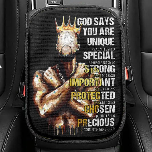 African American God Says You Are Seat Box Cover, Christian Car Center Console Cover