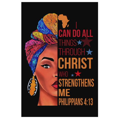 African American I Can Do All Things Through Christ Canvas Art - Bible Verse Canvas - Scripture Wall Art
