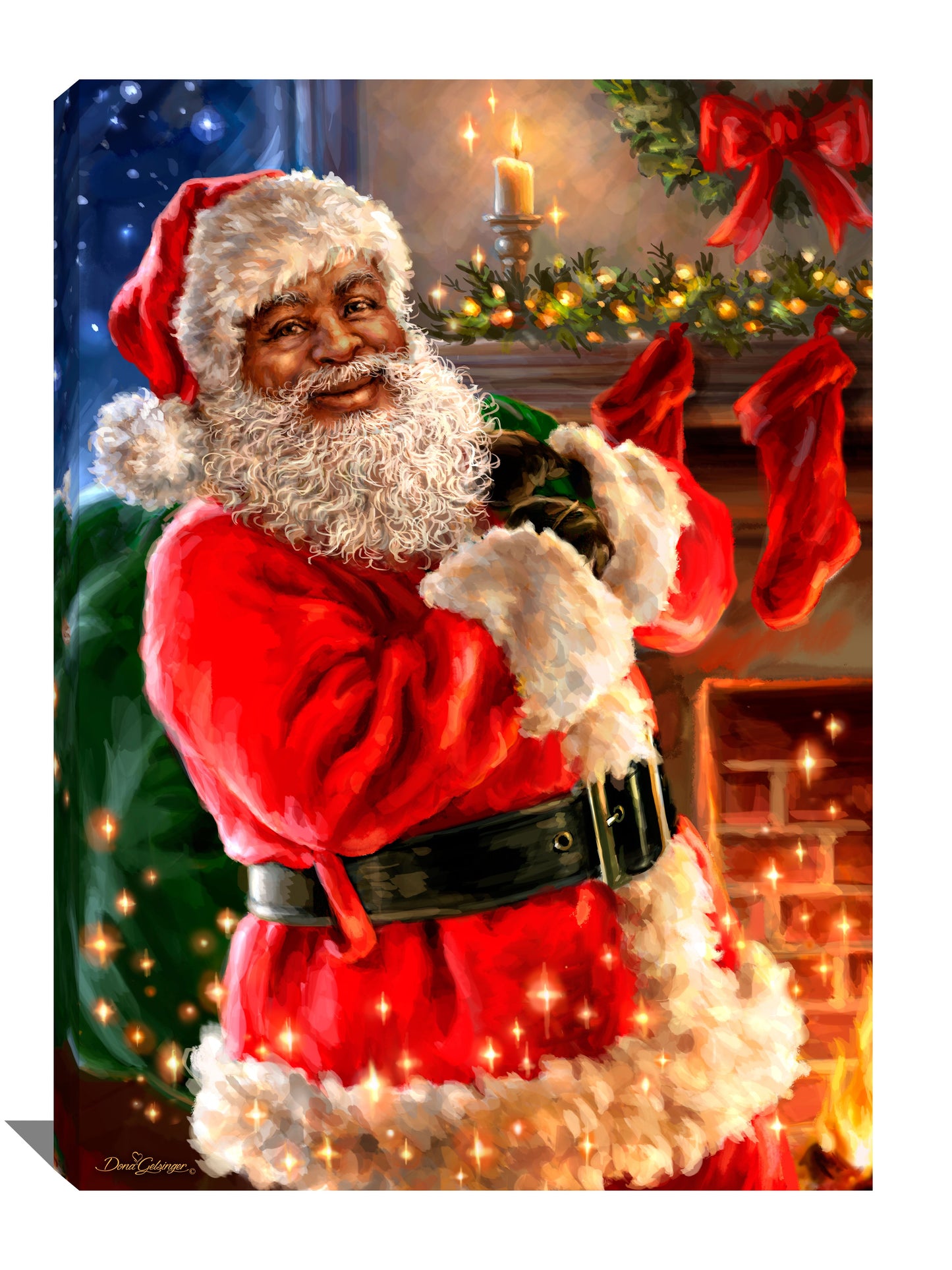 African American Santa Canvas Wall Art - Christian Wall Decor - Religious Gift