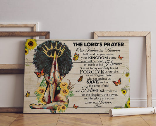 African Black Queen Canvas Prints - The Lord's Prayer Our Father In Heaven Canvas Wall Art