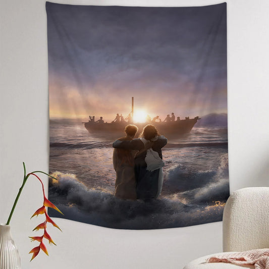 After the Storm Tapestry - Jesus Picture - Religious Tapestry - Christian Tapestry Wall Hangings