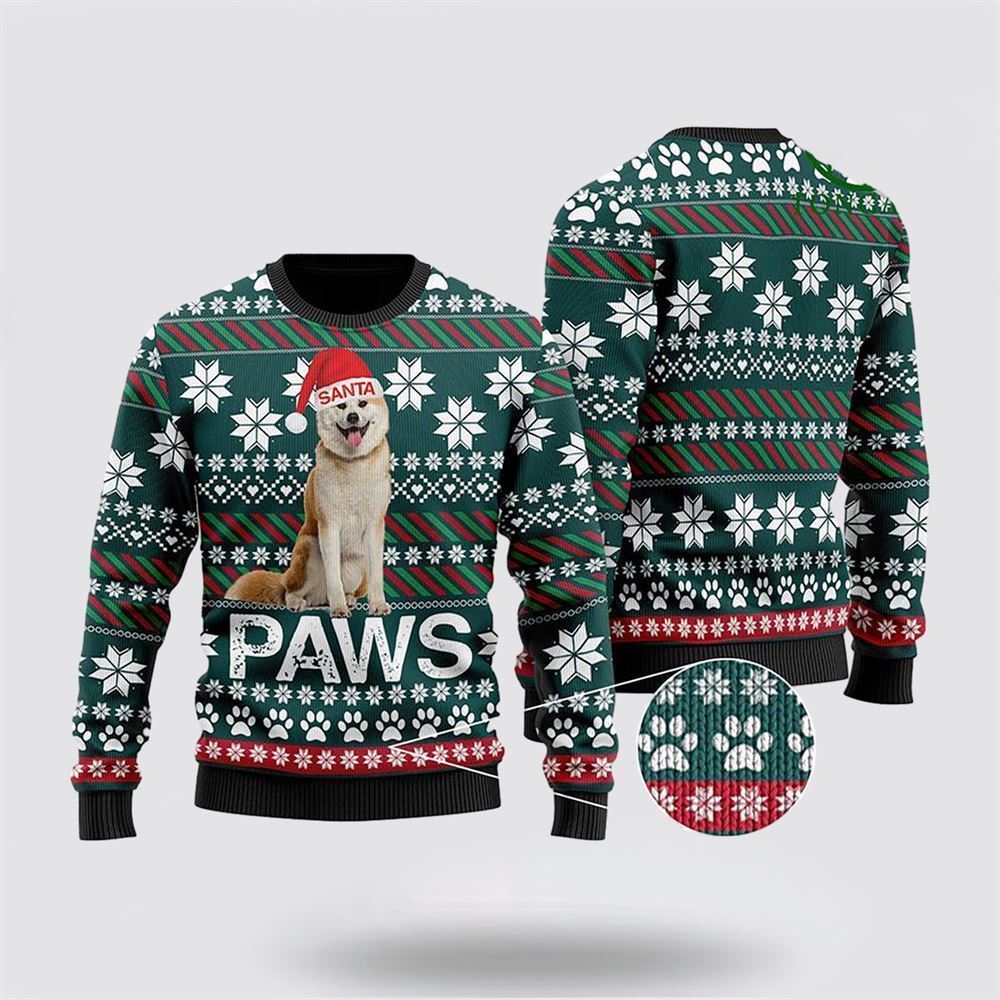 Akita Santa Printed Ugly Christmas Sweater For Men And Women, Gift For Christmas, Best Winter Christmas Outfit