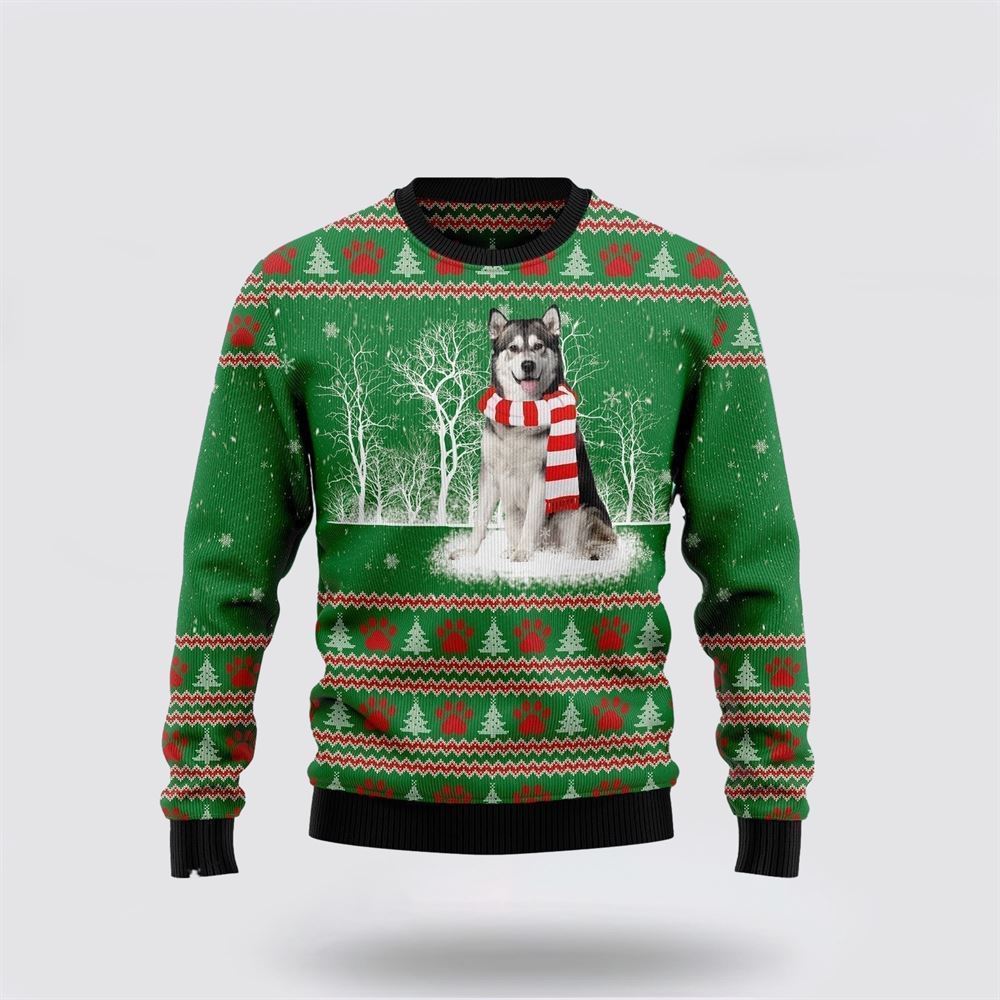 Alaskan Malamute Winter Tree Ugly Christmas Sweater For Men And Women, Gift For Christmas, Best Winter Christmas Outfit