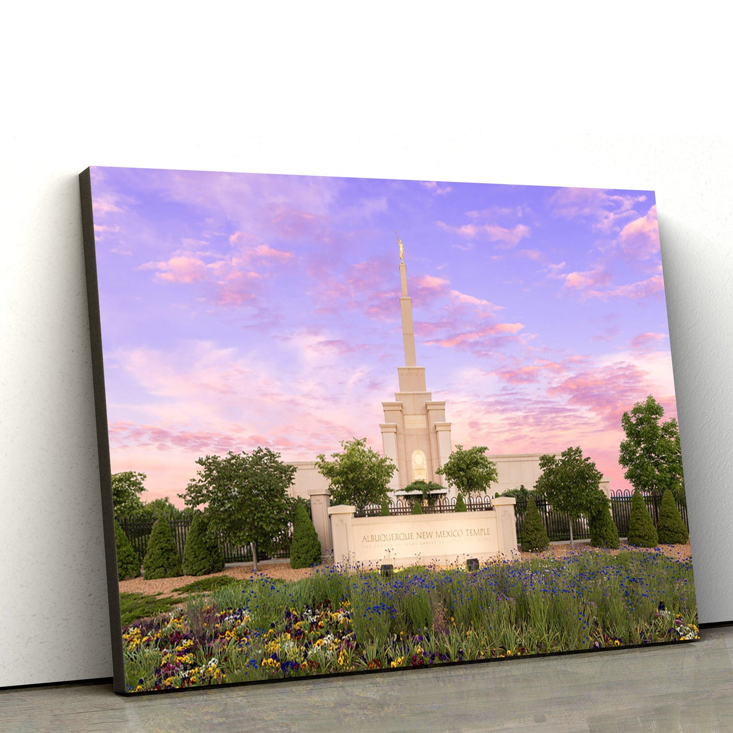 Albuquerque Temple Vibrant Sunrise Canvas Wall Art - Jesus Christ Picture - Canvas Christian Wall Art