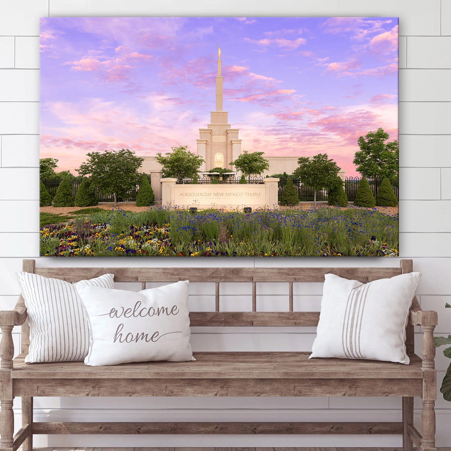 Albuquerque Temple Vibrant Sunrise Canvas Wall Art - Jesus Christ Picture - Canvas Christian Wall Art